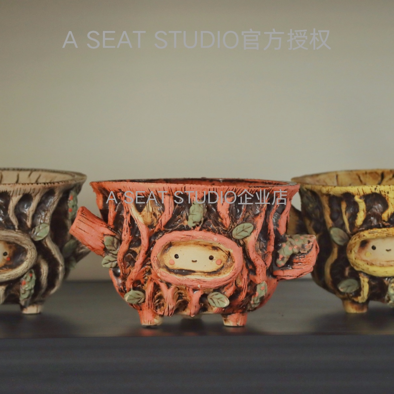 A SEAT STUDIO 泰国进口树洞精灵手工多肉花盆