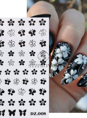 Point Drill Nail Sticker 3d Point Drill Four Stars Black And