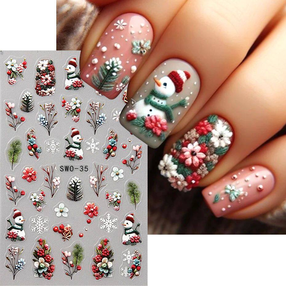 Christmas Nail Art Stickers Self-Adhesive Cartoon Snowflake