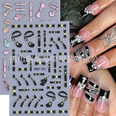 Anaglyph Nail Sticker Punk Spice Girls Cute Belt Loving Card