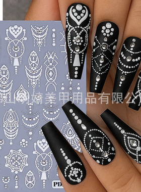 Embossed Jewelry Nail Sticker With Diamond Light Luxury Crys