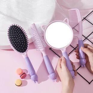 Hand Mini Mirror Comb 4-Pc Set SPA Salon Makeup Handle For W