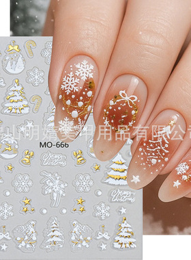 Embossed Christmas Nail Sticker Snowflake Winter Christmas T