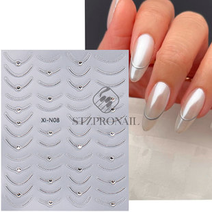Nail Sticker Classic Simple French Curved Line 3d Point Dril