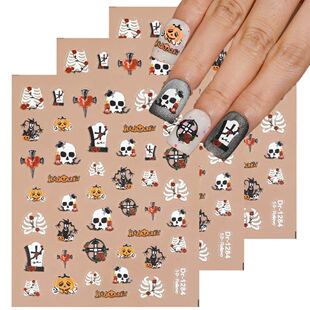 1/10pcs 5D Embossed Nail Stickers Skull Tombstone Cross Hall