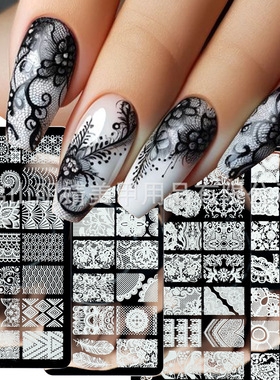 Nail Art Steel Plate Lace Flower Butterfly Ballet Bow Printi