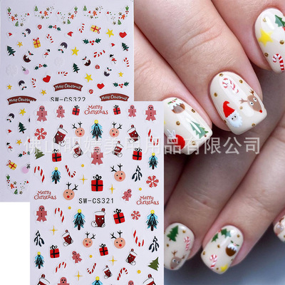 Christmas Nail Stickers Christmas Cartoon Gingerbread Man Ch