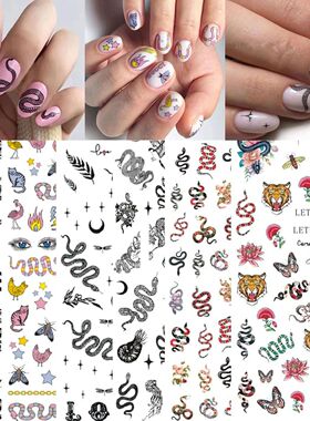 1pcs 3D Fashion Punk Snake Nail Art Stickers Halloween Color