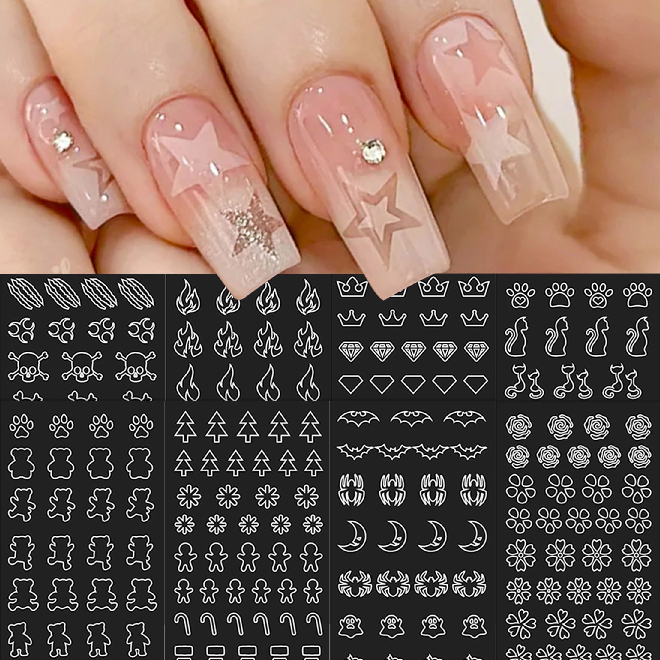 24pc Charms Flowers Leaf Stamping Plates Airbrush Templates