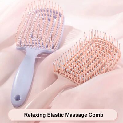 Relaxing Elastic Massage Comb Hollow Out Detangling Hair Bru