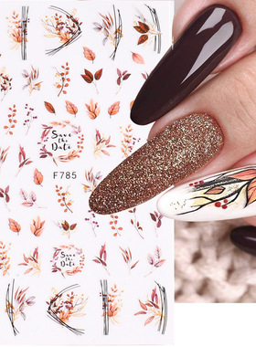 Autumn Nail Sticker Deciduous Geometric Line Hand-painted Ma