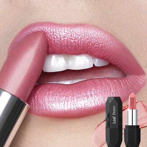 Nude Pink Pearlescent Glitter Matte Lipstick Metallic Waterp