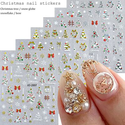 Christmas nail stickers featuring snowflake Christmas tree a