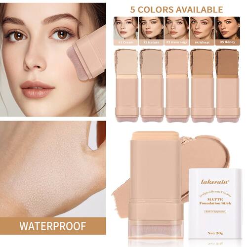 Skin Tint Foundation Stick with Brush Multi Use Matte Waterp