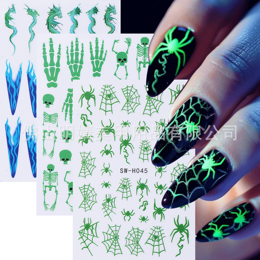 Halloween nail stickers evil snowman red panda bloodsucking