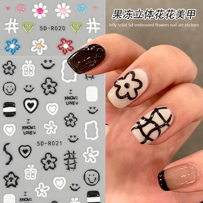 3D Flower Henna Stickers Flower Smiling Face Checkerboard Je
