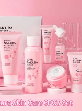 6pcs/Set Sakura Skin Care Sets Face Cream Serum Toner Facial