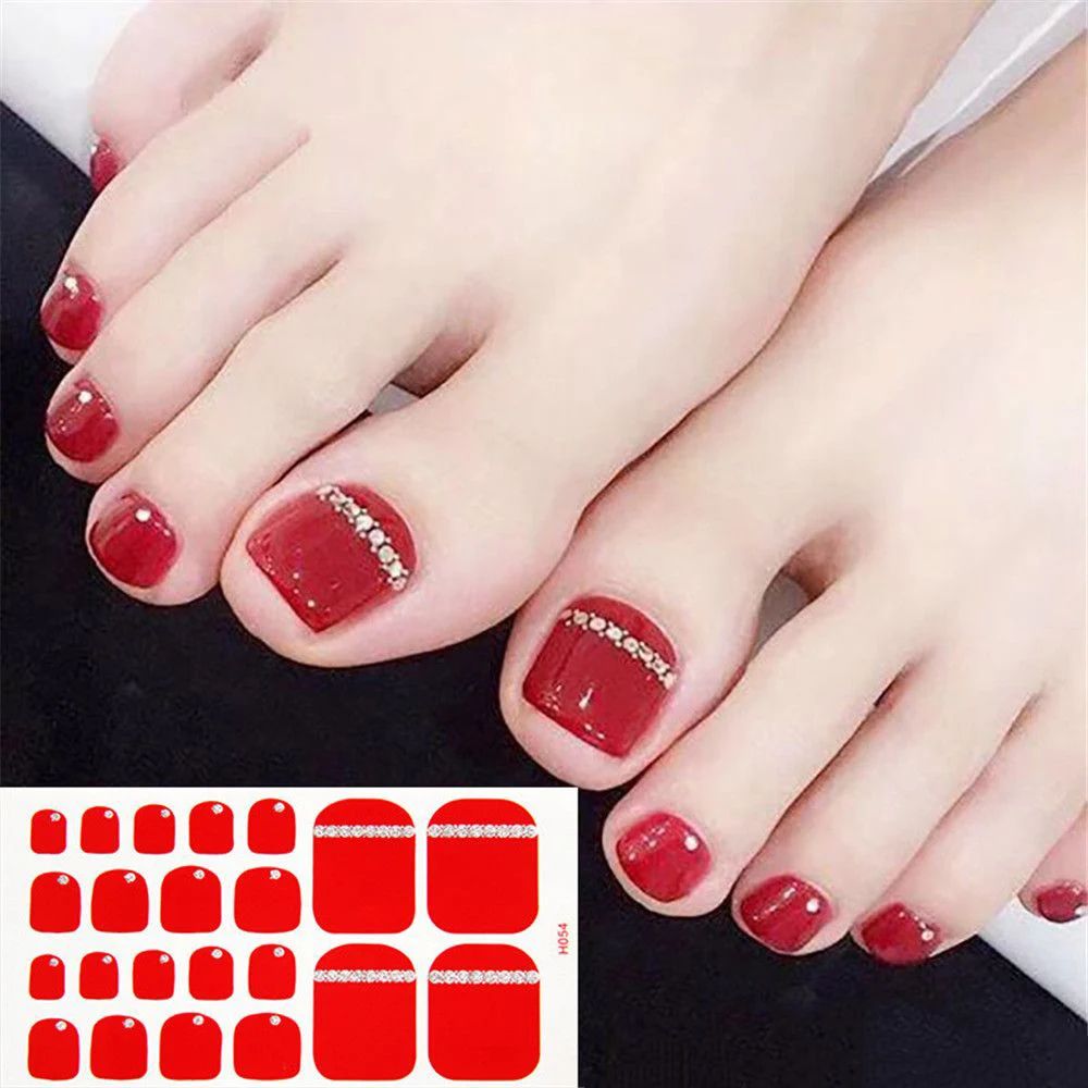 22PCS Toe Nail Stickers/Strips Nail Art Fake Nails Stickers