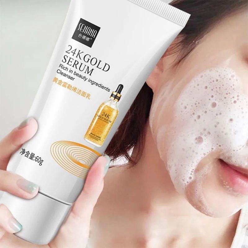 Gold Fullerene Facial Cleanser Foam Face Wash Collagen Shrin