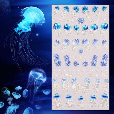 Ocean Style Nail Art 5d Sticker Japanese Embossed Fantasy El