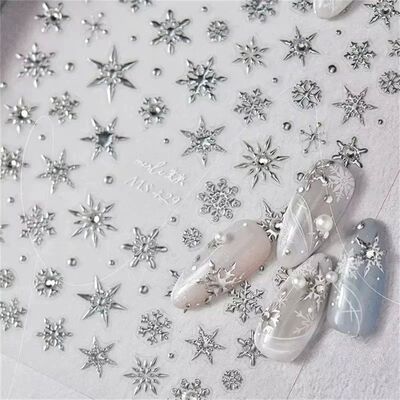 5D Laser Winter Snowflake Christmas Shiny Rhinestone Embosse