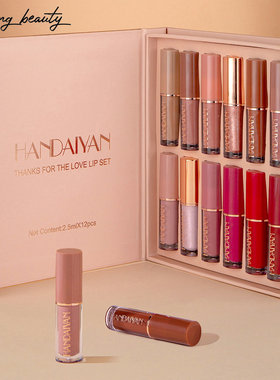 12 Pieces/box Matte Liquid Lipstick Clear Lip Glaze