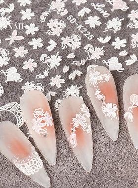 Relief Stickers Spring And Summer Relief Flower Nail Sticker