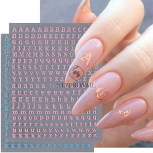 Nail Stickers Metal English Letters Retro Simple 3d Adhesive