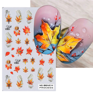 Autumn Nail Stickers Maple Leaf Flowers Thanksgiving Autumn