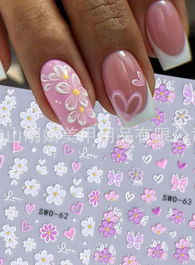 Embossed Flower Sticker Spring And Summer Japanese Cherry Bl