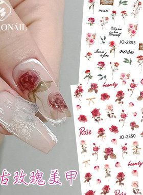 Nail Stickers Spring And Summer Faint Watercolor Rose Temper