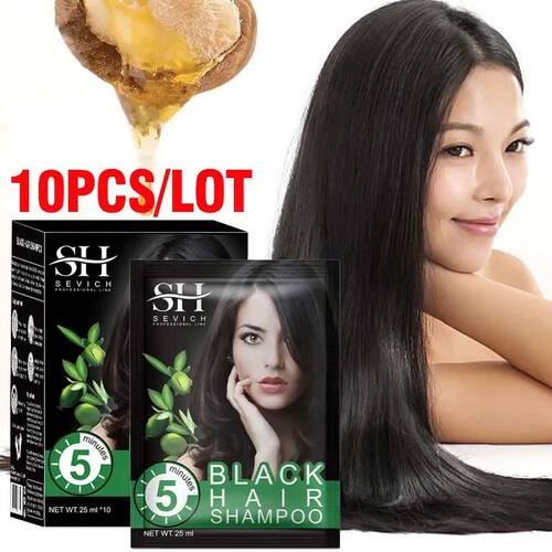 10Pcs Fast Black Hair Shampoo 5 Mins Fast Become Black Hair