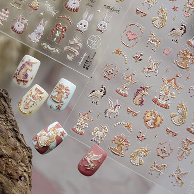 Halloween Nails Sticker 5D Embossed Cartoon Nail Art Sticker