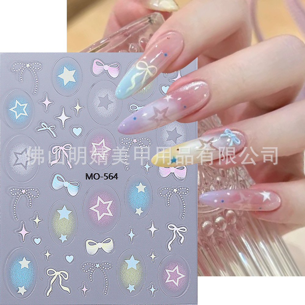 Nail Stickers Summer Dopamine Star Love Bow Thin and Tough B