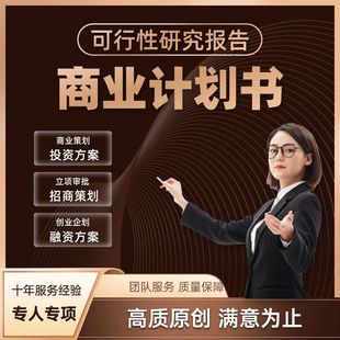 商业计划书撰写代做可行性研究报告项目立项方案策划创业融资PPT
