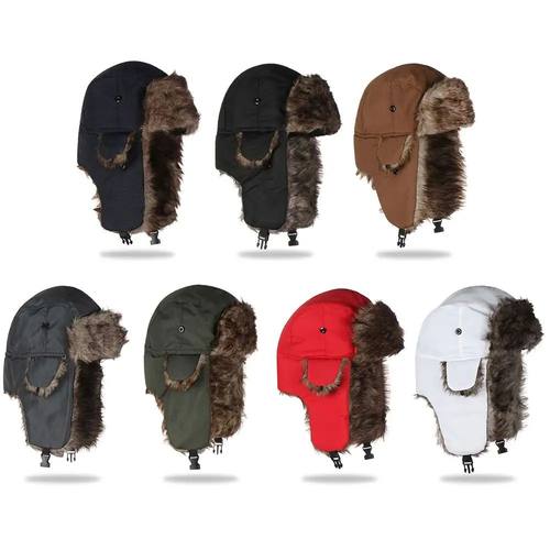 Winter Cap Men Women Trapper Hats Russian Ushanka Warm Fur E