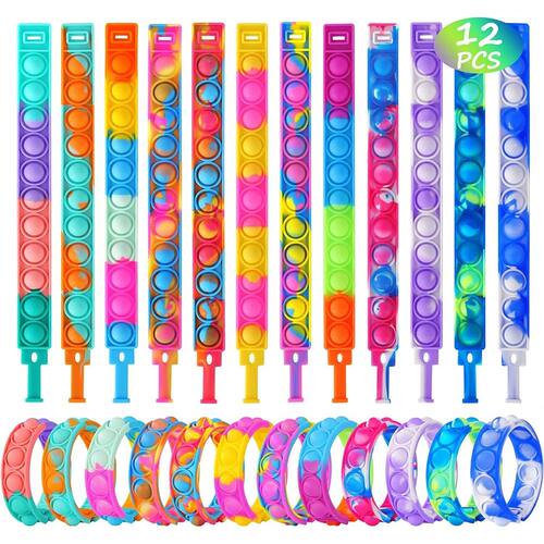 12PCS Fidget Toys Pop Bracelet Party Favors Bubble Bracelets