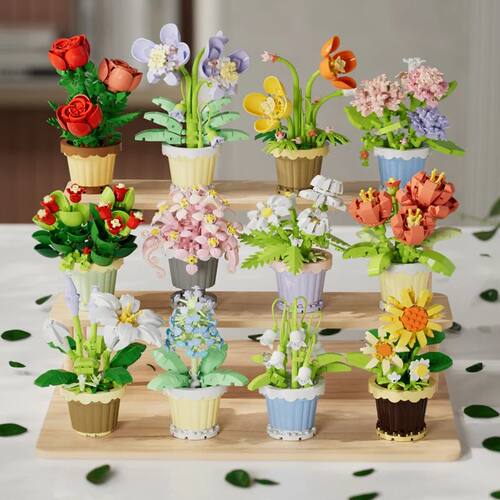 Micro diamond particles flower building blocks bonsai garden