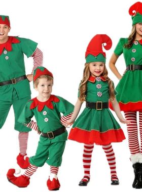 Christmas Elf Costume Girls Xmas Santa Claus Green Elf Dress