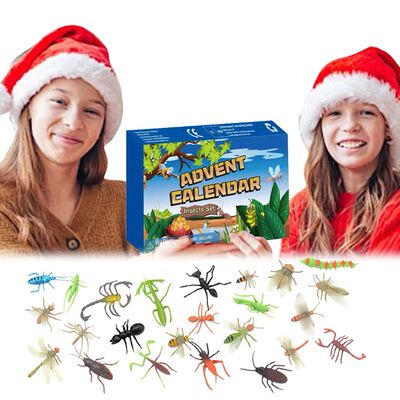 Advent Calendar W/24pcs Mini Insect Toys Christmas Countdown