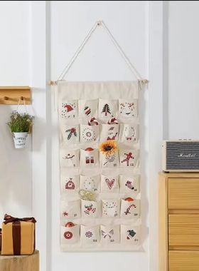 Christmas Advent Canvas Wall Calendar ornamentos número bro