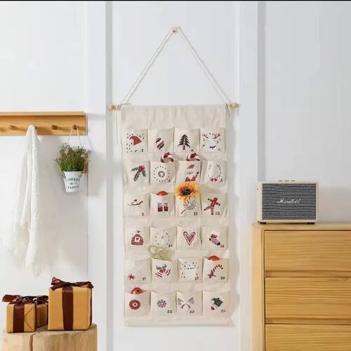 Christmas Advent Canvas Wall Calendar ornamentos número bro