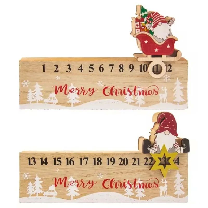 Christmas Advent Calendar Wooden Gnomes Santa Countdown Cale
