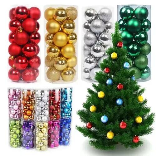 24pcs Xmas Tree Pendent 3CM Christmas Ball Ornaments Hanging