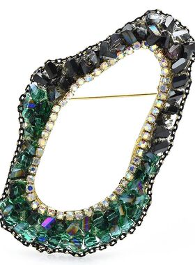 Handmade Circle Geometric Crystal Brooches For Women Unisex