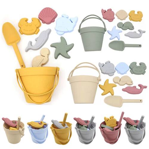 8Pcs Summer Beach Toys Kids Soft Silicone Sandbox Set Beach