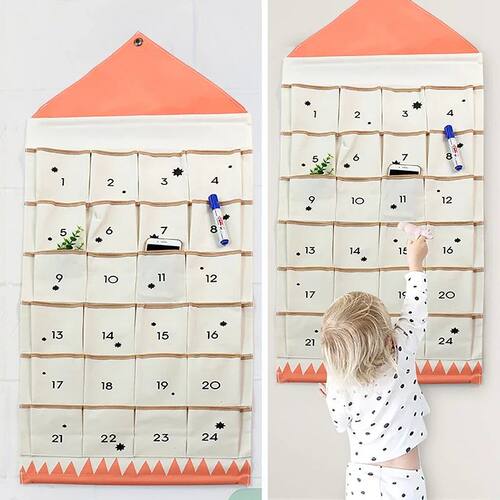 Fabric Christmas Advent Calendar Wall Hanging with Storage B