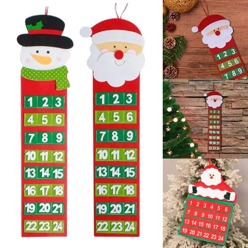 Santa Claus Snowmen Christmas Advent Calendar Door Wall Wind