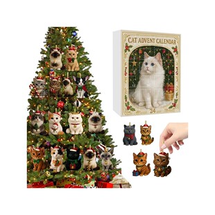 Cat Advent Calendar with 24 Pendant Christmas Countdown Cale
