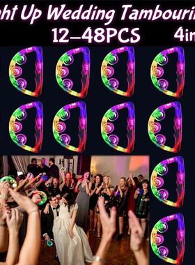 12-48Pcs Light Up Tambourines For Adults LED Noisemaker Mini